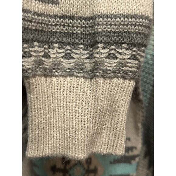 Dreamers Open Front Cardigan Sweater Women’s Medium/ Large Tribal Print Aqua - Picture 7 of 16